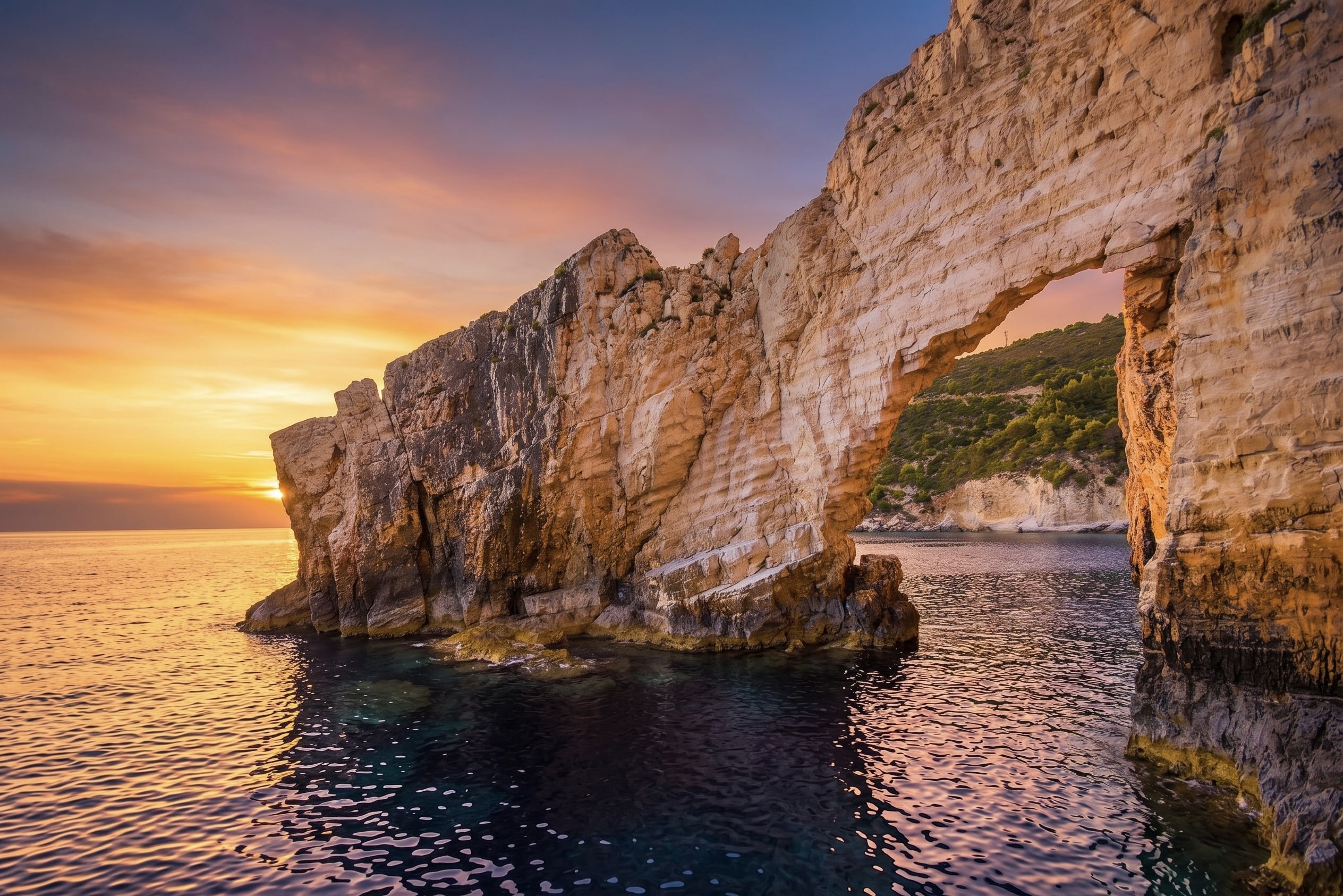 Keri Caves at sunset