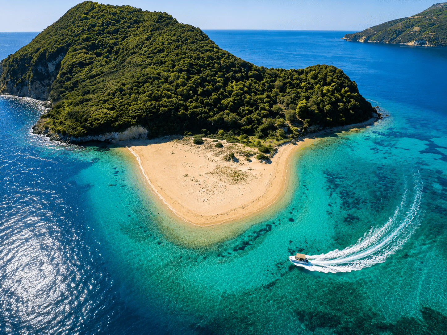 Self-drive rental boat near Marathonisi Turtle Island, South Zakynthos