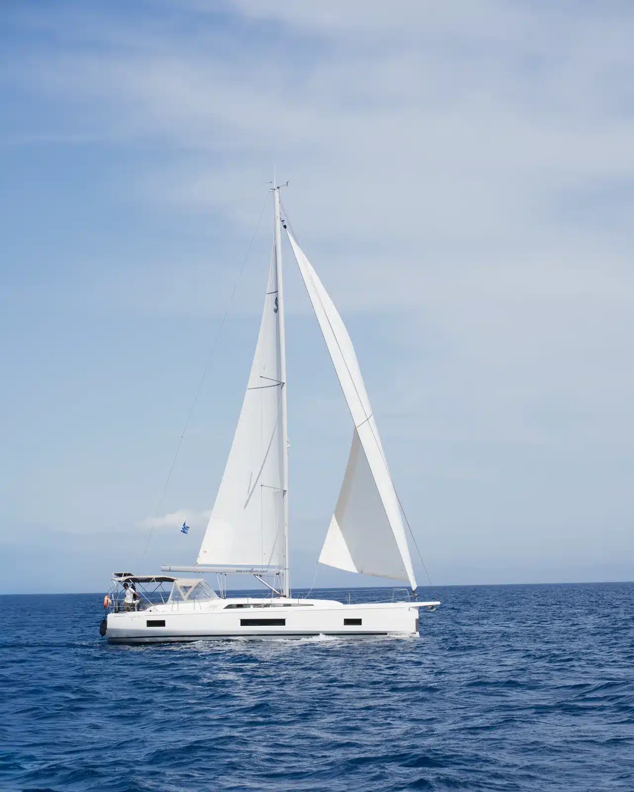 Boreas sailing yacht under full sail off Zakynthos