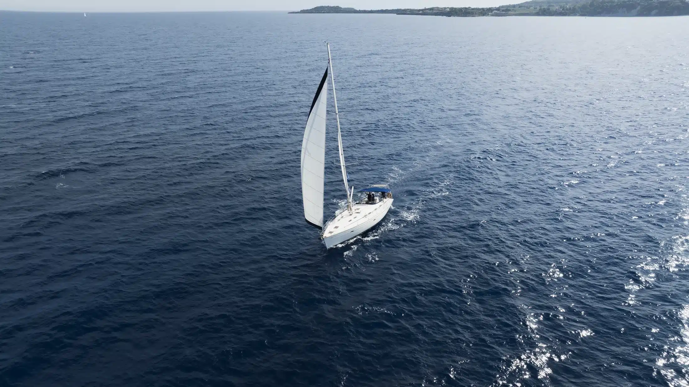 Two sailing yachts from above during a private yacht charter in Zakynthos