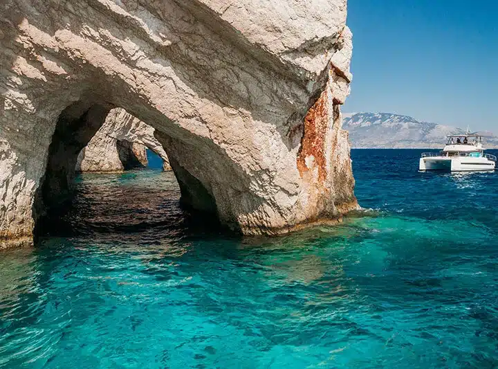 South Zakynthos private catamaran route near the Marine Park