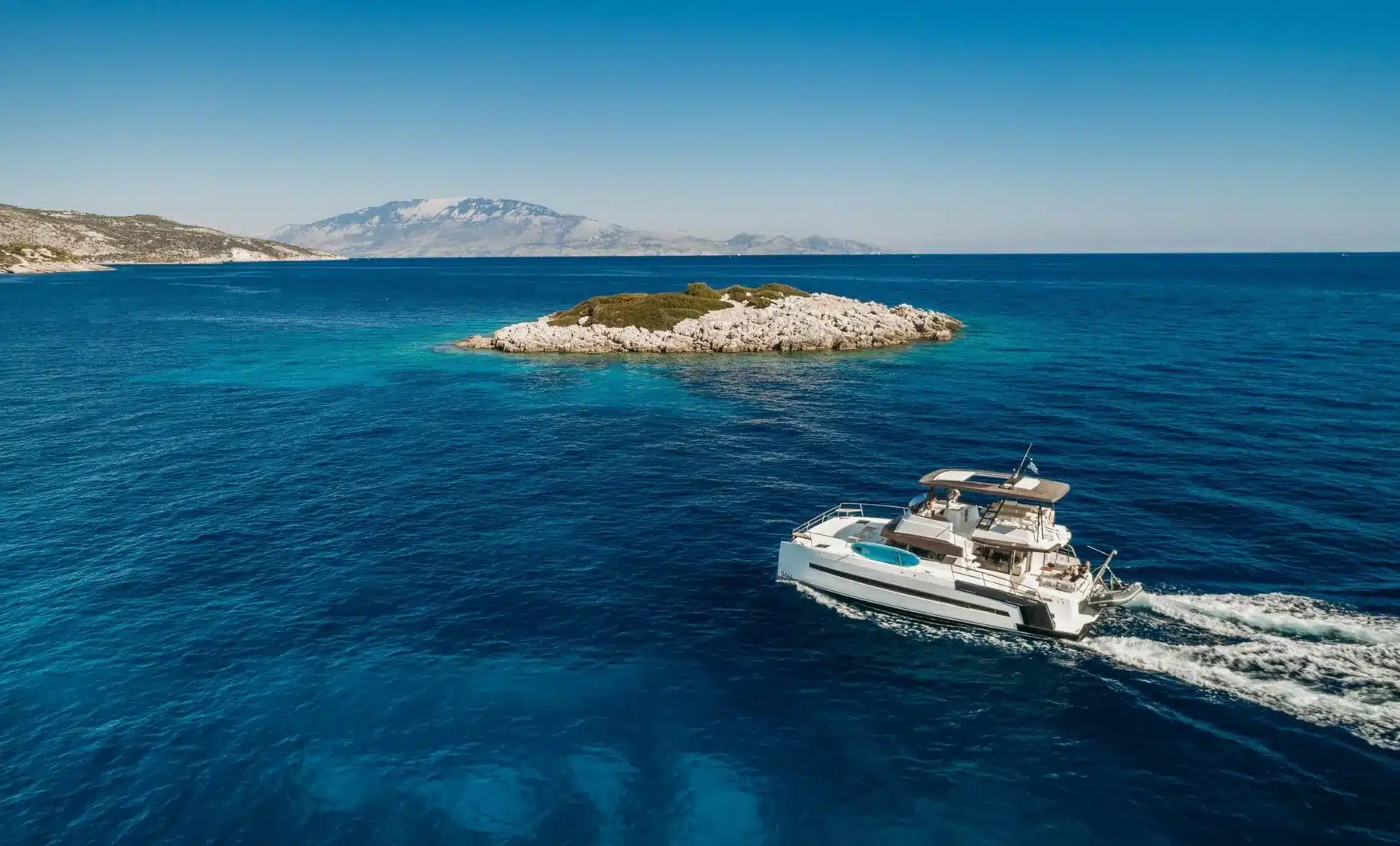 Private catamaran detail for luxury Zakynthos charter guests
