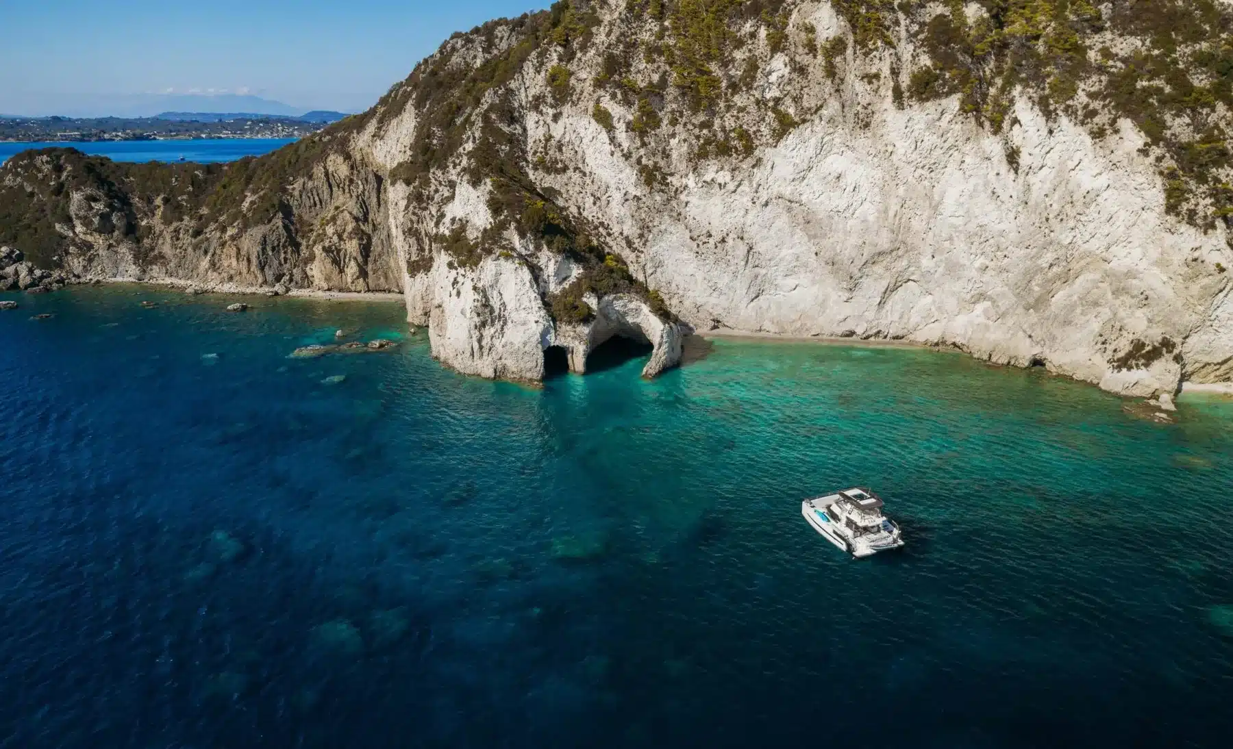 Private catamaran detail for luxury Zakynthos charter guests