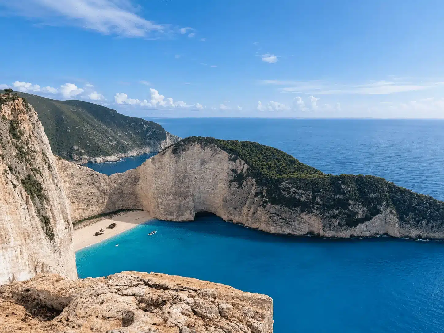 Shipwreck Navagio Viewpoint above the bay on the Land and Sea Zakynthos tour