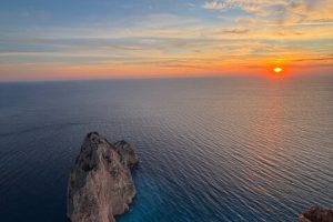 Sunset reflections from boat trip Zakynthos